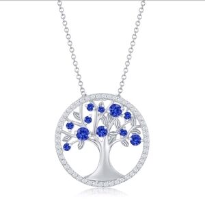 NWT ELDA & CO Sterling Silver Tree of Life Pendant Necklace with Sapphire